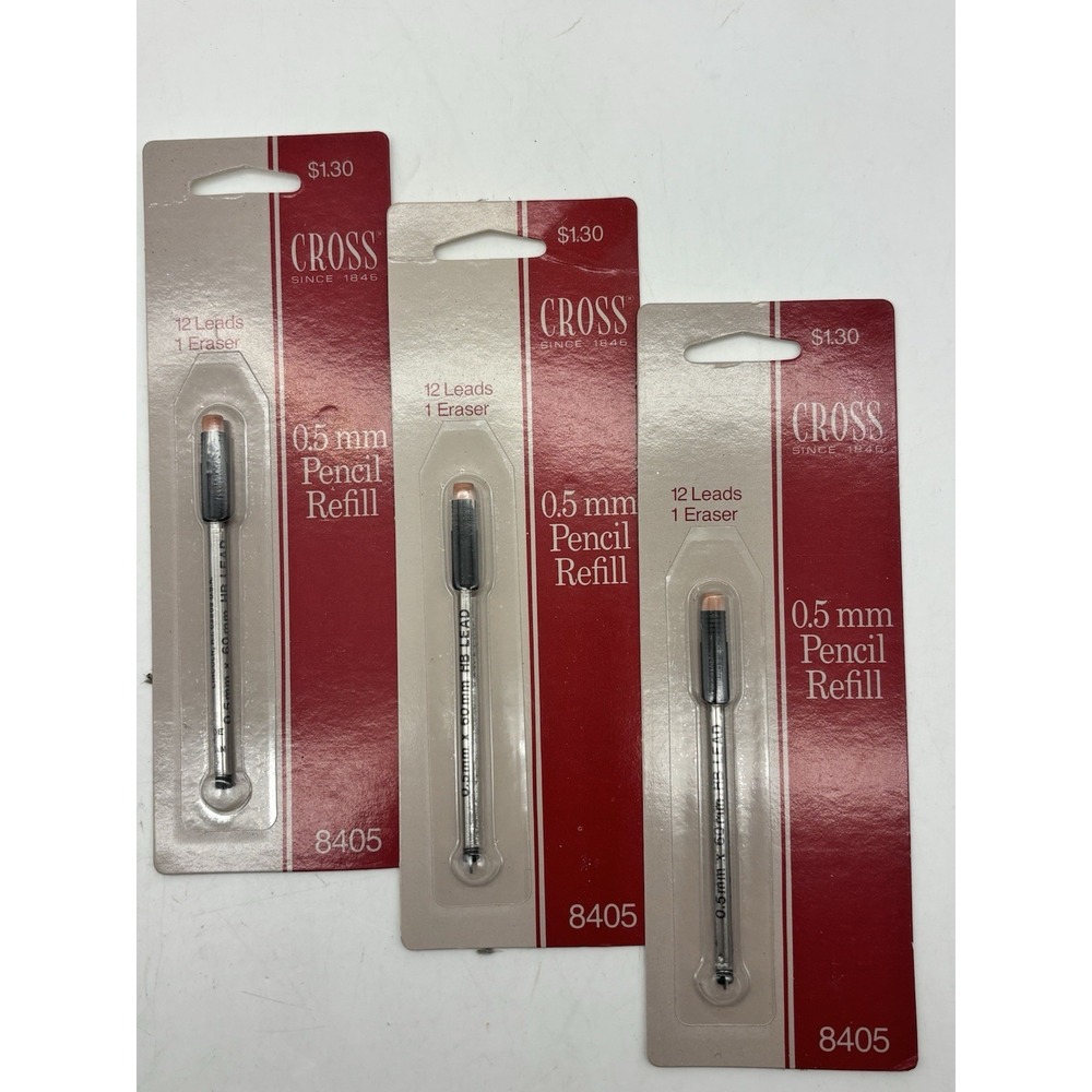 3 Vintage Cross Mechanical Pencil Refill Cassette 0.5mm Lead & Eraser
